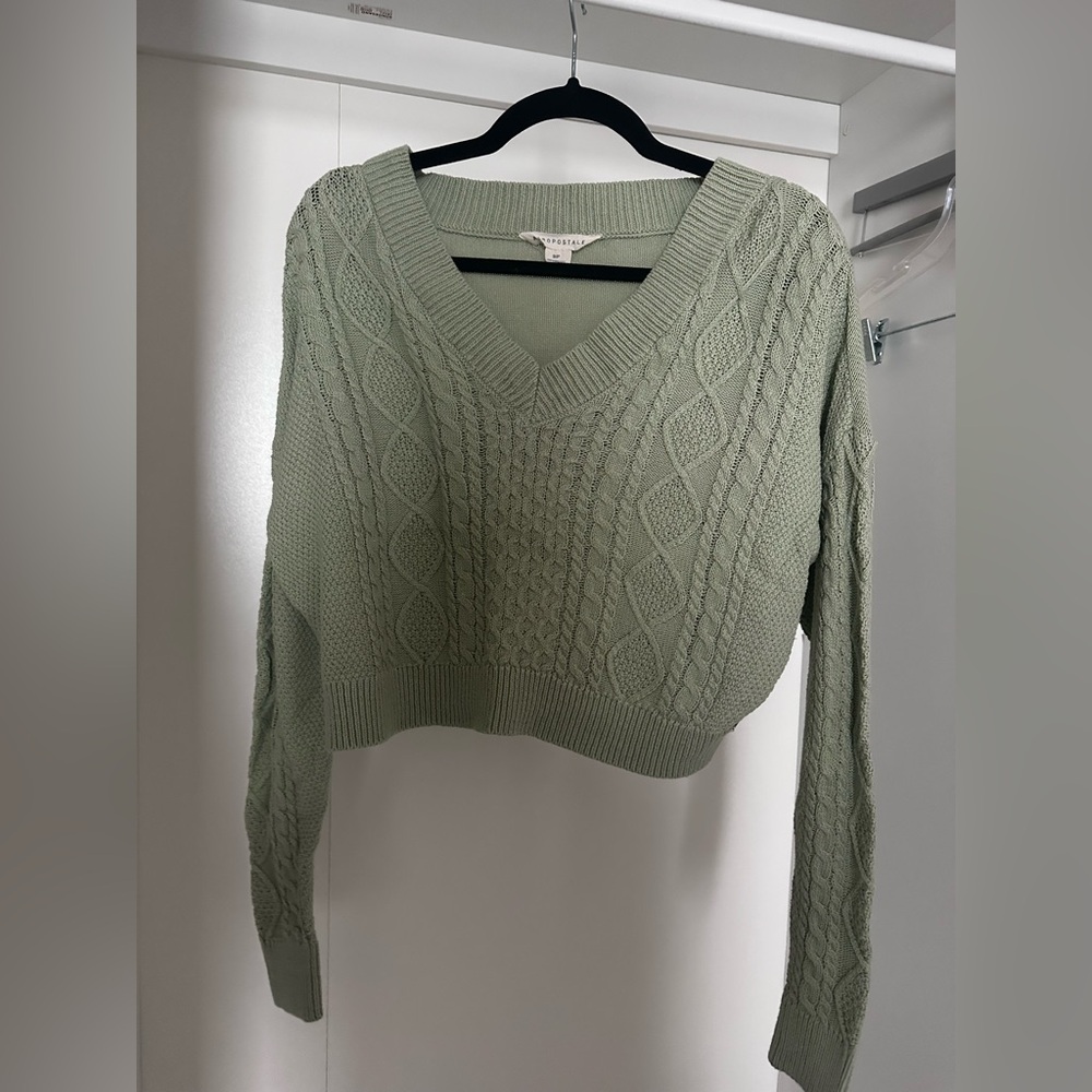 Aeropostale Mint Green Cable-Knit Crew Sweater